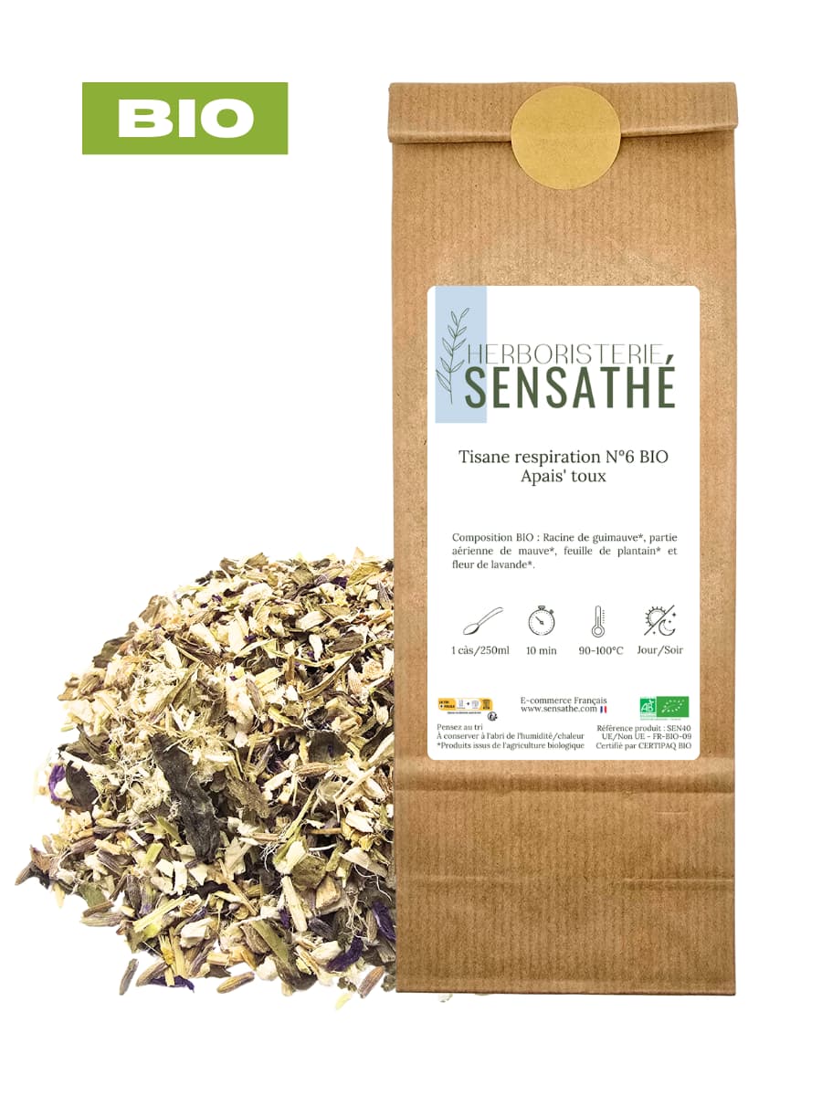 Tisane respiration N°6 BIO Apais' toux - Herboristerie Sensathé